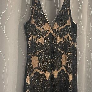 Free People Black Lace and Tan Dress